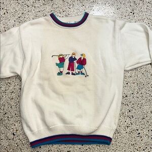 Vintage Van Heusen ladies who golf embroidered sweater pink blue medium m